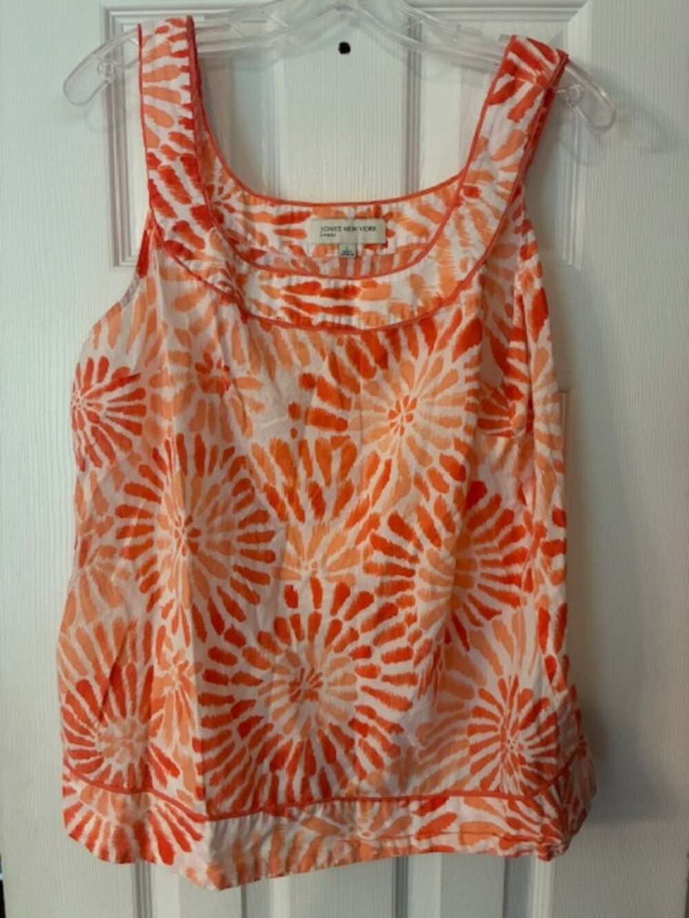 Jones New York Women's 100% Cotton Orange Peach Beach Sleeveless Tank Top Size L
